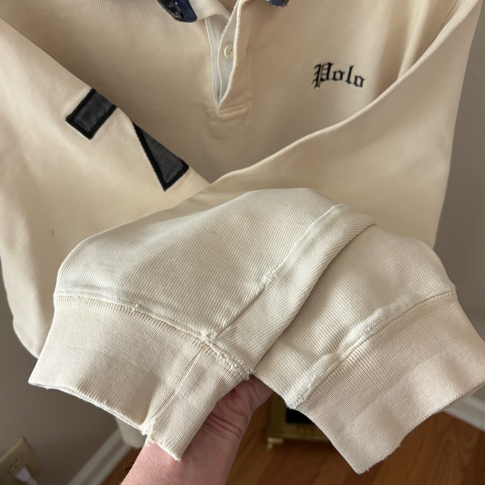 Vintage Polo Ralph Lauren Cream Cotton Rugby Polo Size XL - Picture 10 of 10